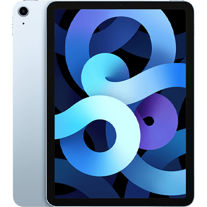 Imagem de um iPad azul.