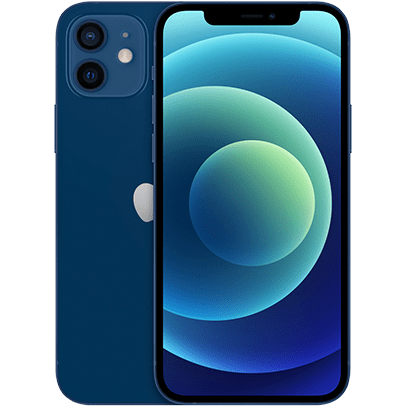 Imagem do iPhone 12 na cor azul em frente e verso