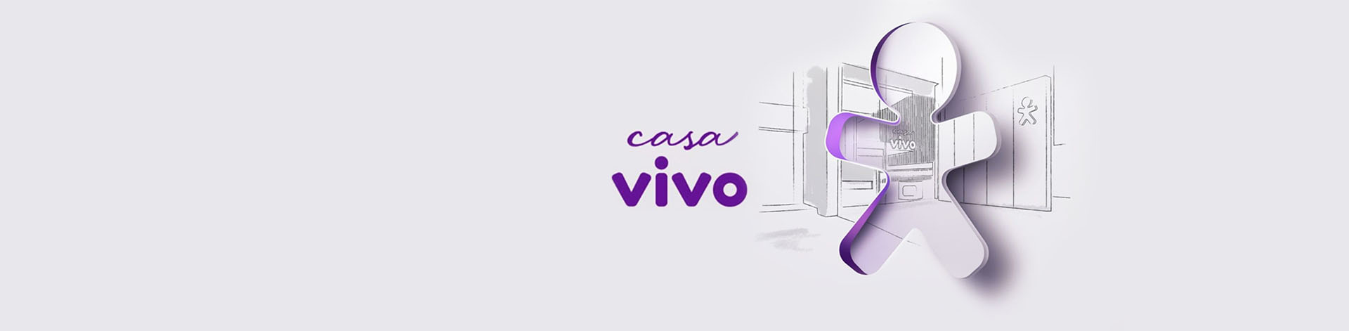 Imagem do Vivinho com um desenho do projeto da Casa Vivo. Ao lado o logo da Casa Vivo.