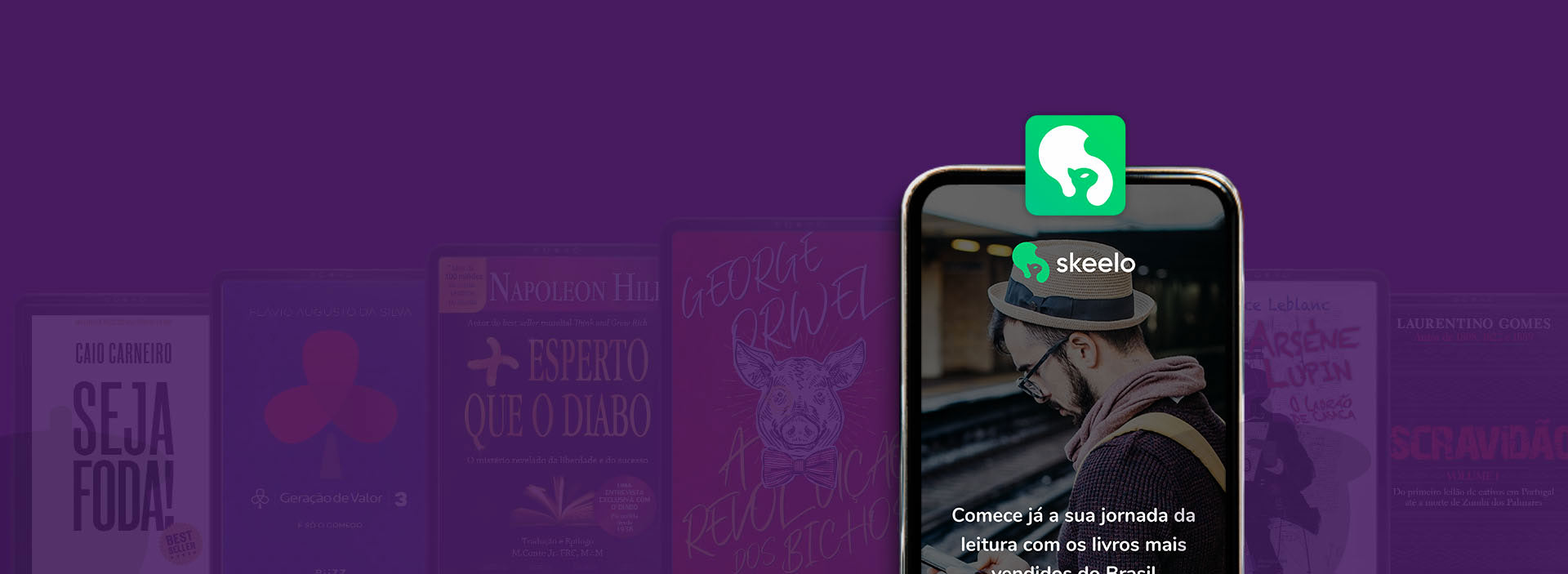 Imagem de um smartphone com o app da Skeelo aberto.
