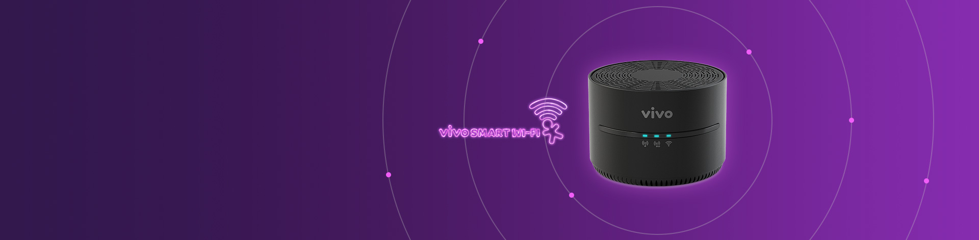 Imagem do Repetidor Vivo Smart Wi-Fi + logo em fundo roxo