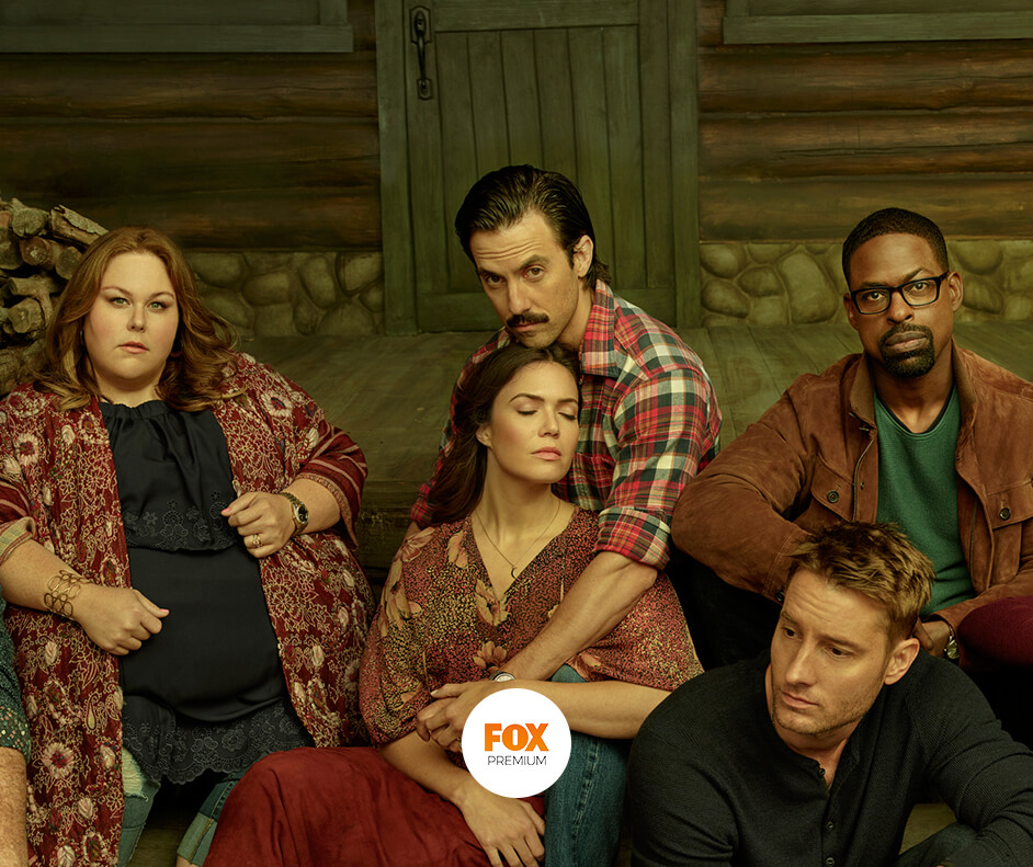 Imagem da série This Is Us com o logo de Fox Premium.
