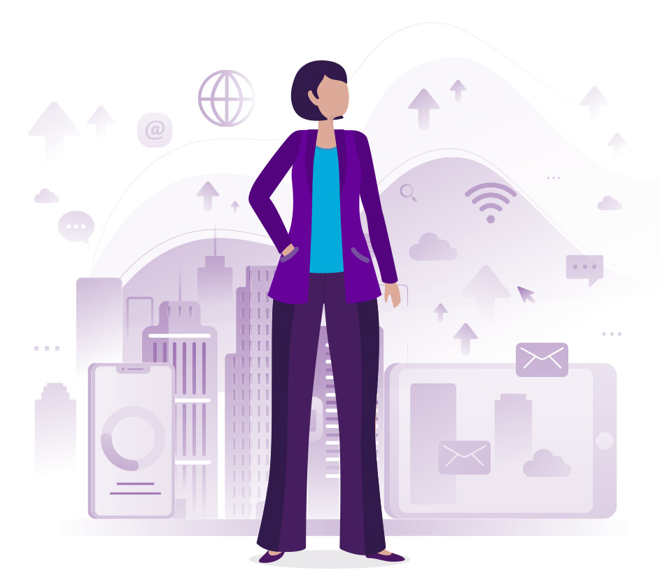 Ilustração de uma mulher em pé com roupa social.