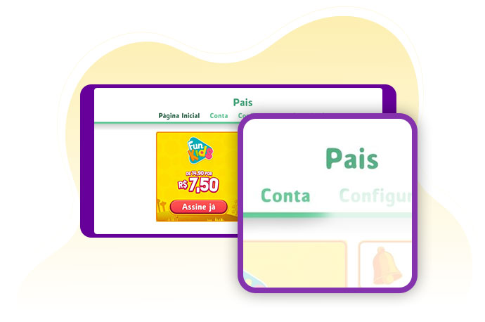 Printscreen da área de pais do app FunKids.