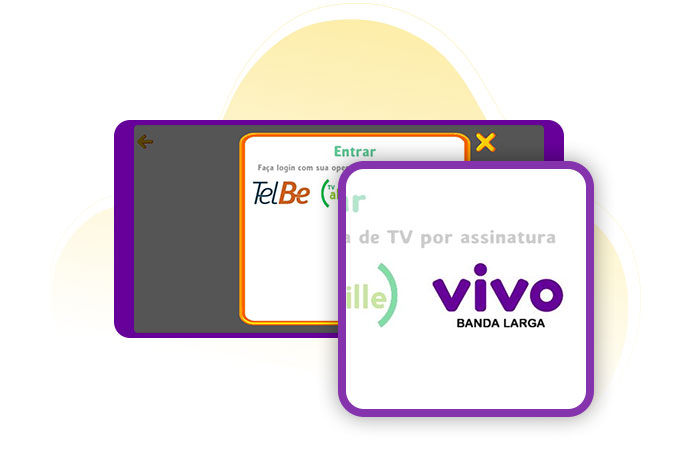 Printscreen da tela de acesso do app FunKids, com o botão "Vivo" em destaque.