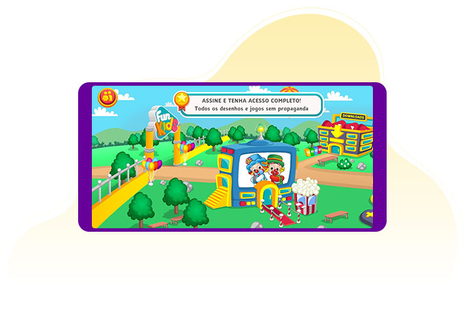 Printscreen da tela inicial da área para assinantes do app FunKids.