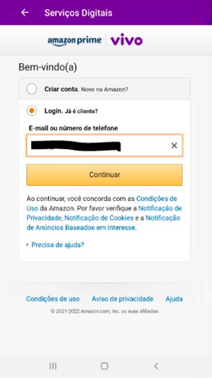 Captura de tela da seção Serviços Digitais com destaque em "Login. Já é cliente?".