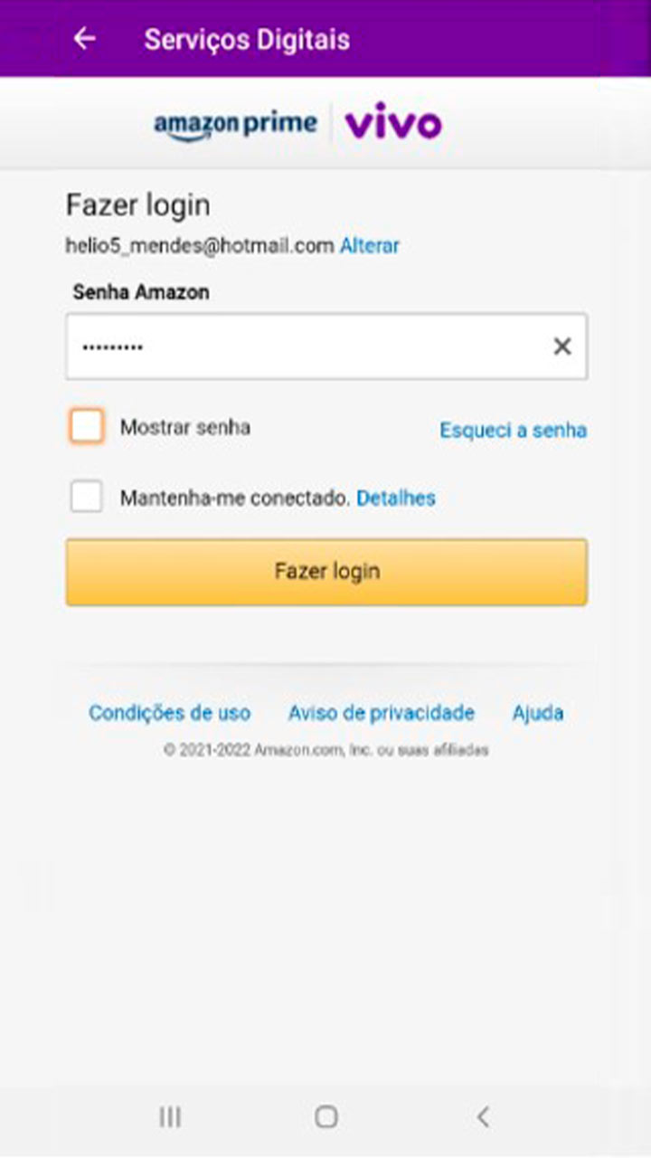 Captura de tela da seção Serviços Digitais com destaque na área de preenchimento de senha.