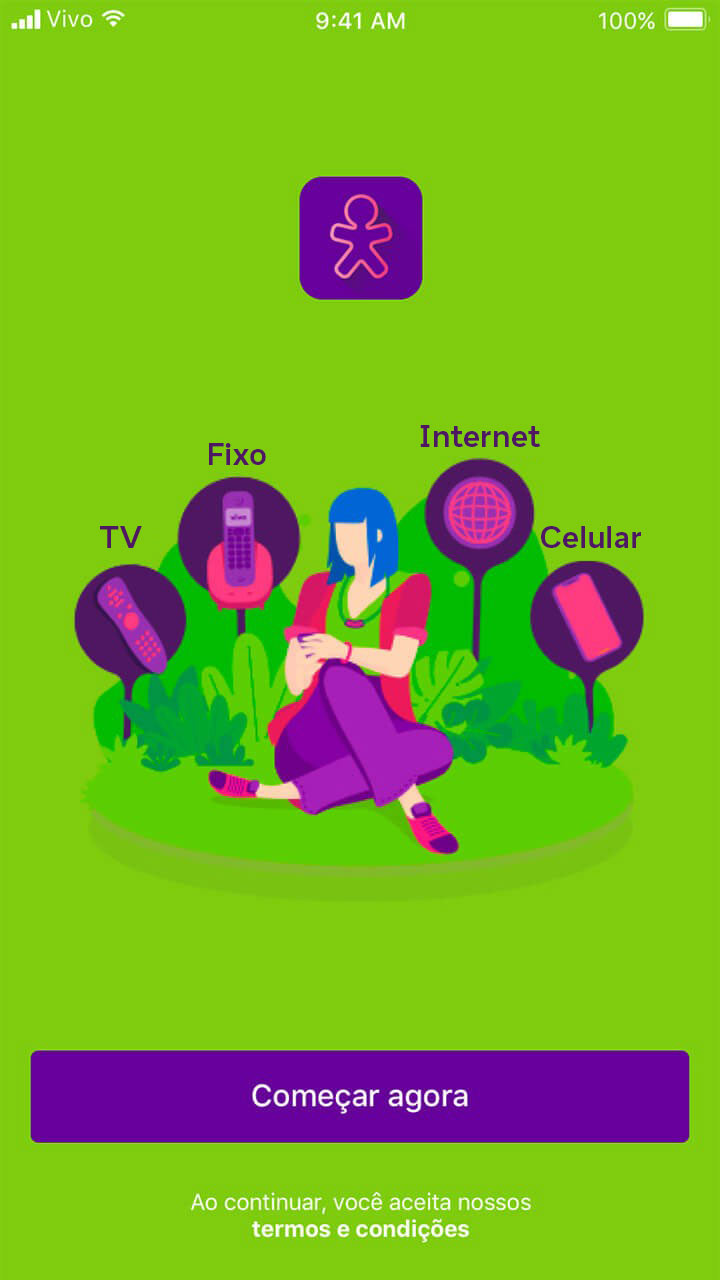 Captura de tela inicial do App Vivo