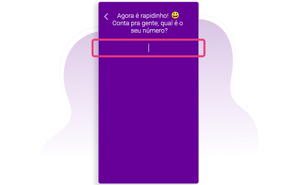 Tela na qual lê-se "Agora é rapidinho! Conta pra gente, qual é o seu número?"