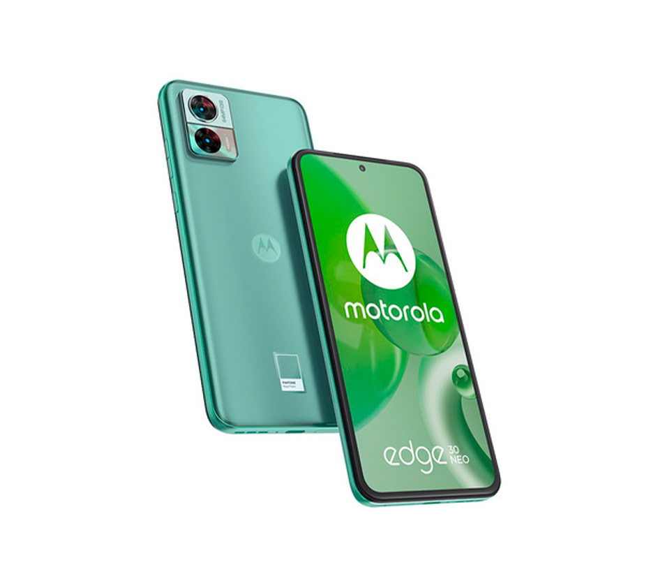 Imagem do smartphone motorola Edge 30 Neo, na cor verde.