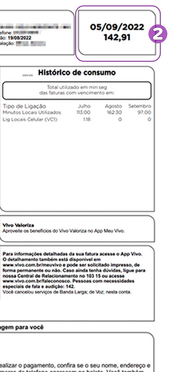 Nesse campo você visualiza a data de vencimento e o valor total a ser pago.