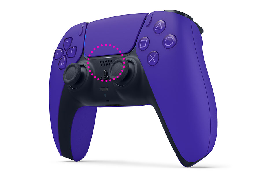 Imagem lateral do controle DualSense para Playstation 5 na cor púrpura.