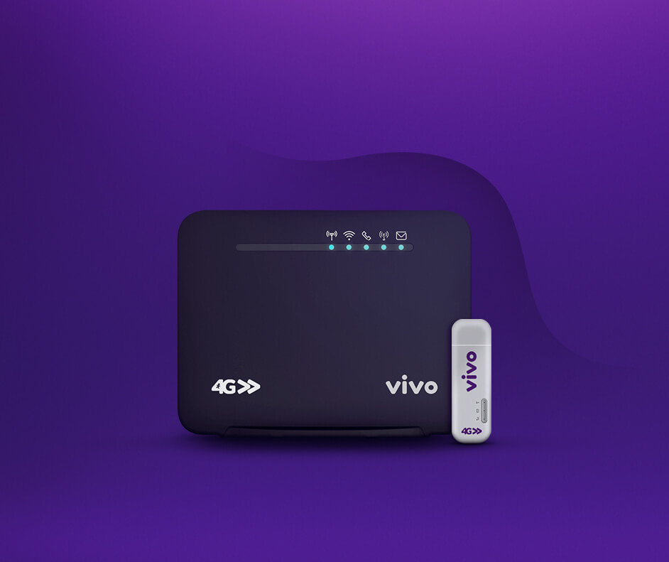 Foto de um modem box e um modem USB da Vivo.