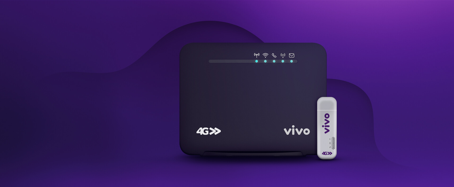 Imagem ilustrativa de um roteador e um modem USB Vivo.