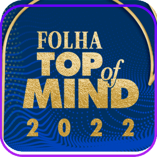 Logo do prêmio Folha Top of Mind 2022.