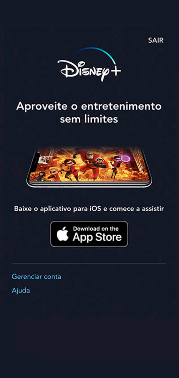 Captura de tela da conclusão da assinatura Disney+.