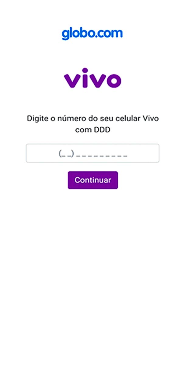 Captura de tela da seção de digitar o número de telefone.