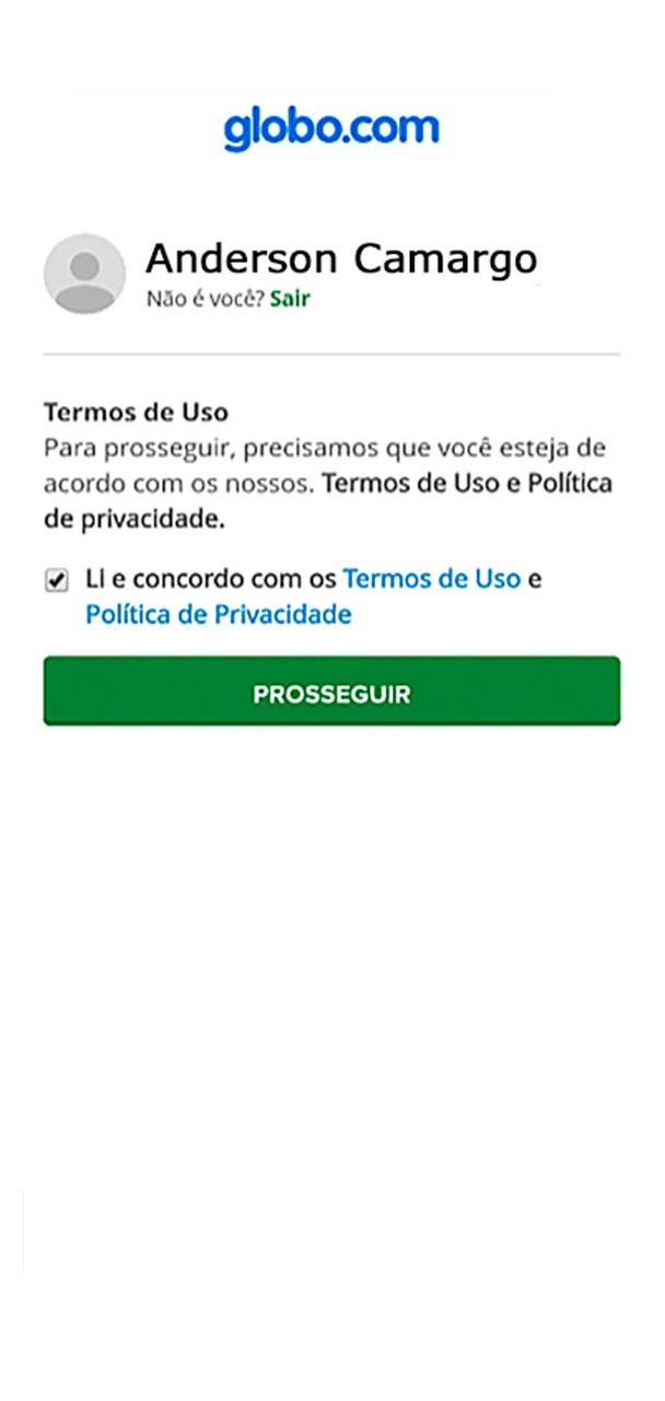 Captura de tela da confirmação.