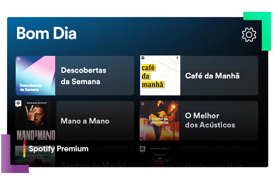 Tela de boas vindas do Spotify.