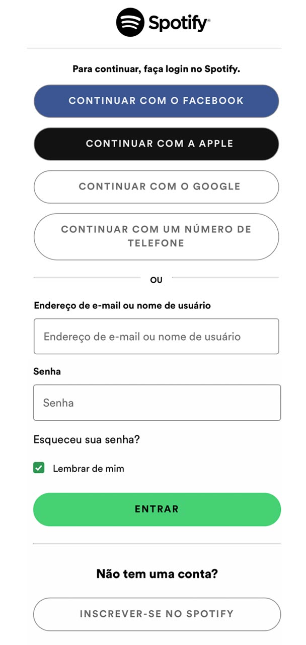 Captura de tela da página de criação de conta dada Spotify Premium.