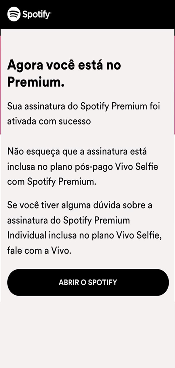 Captura de tela da finalização da assinatura.