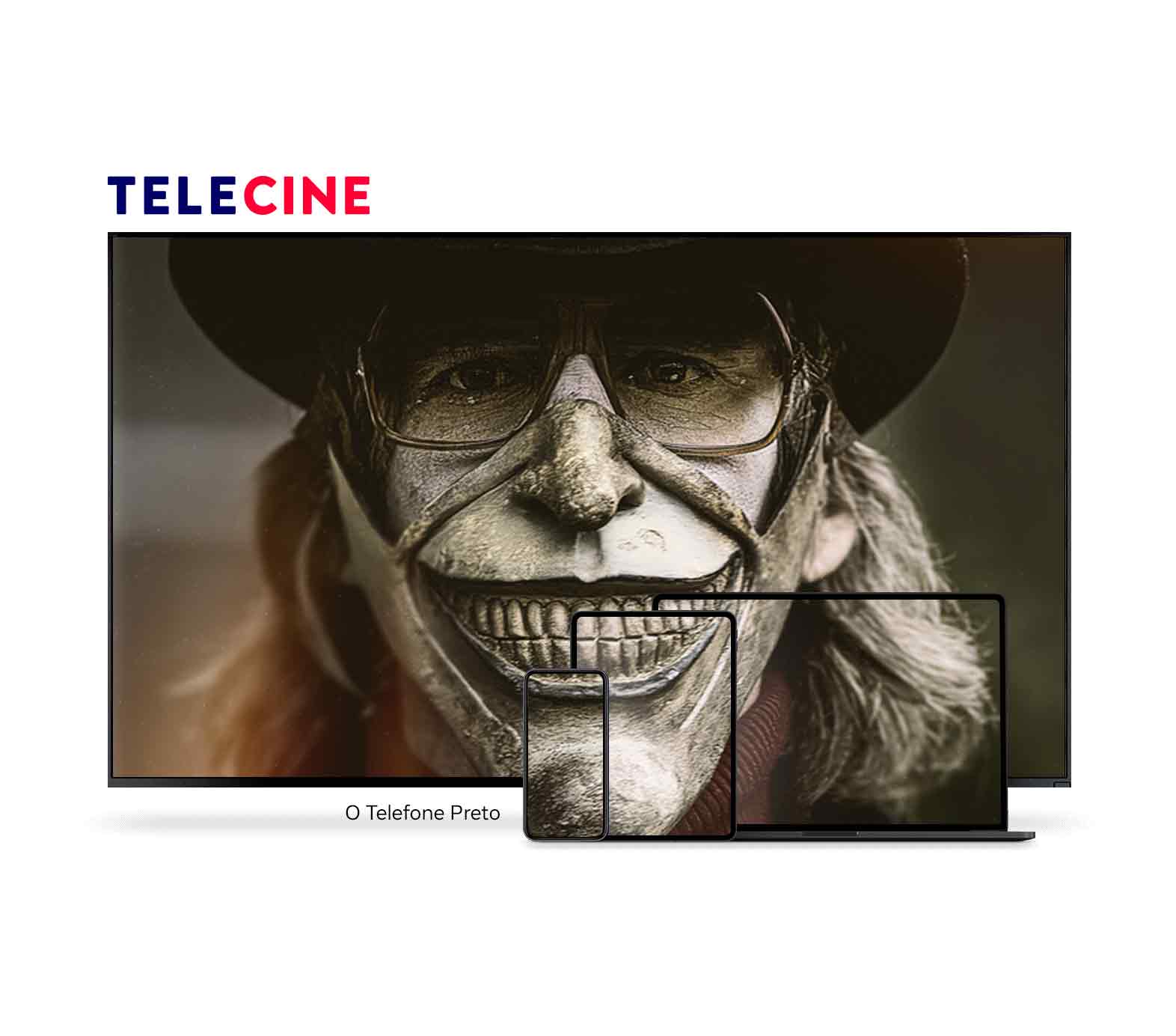Imagem de vários devices compondo o poster do filme O Telefone Preto.