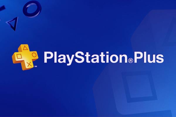Tela azul escrito: Playstation Plus e o ícone das setas do controle em amarelo. 