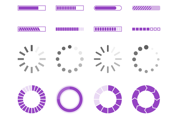 Ilustração de diferentes ícones de carregamento.