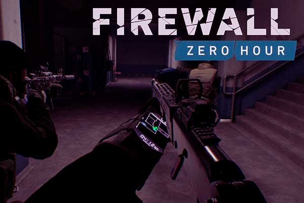 Cena do jogo de de realidade virtual  Firewall: Zero Hour  homens armados. 