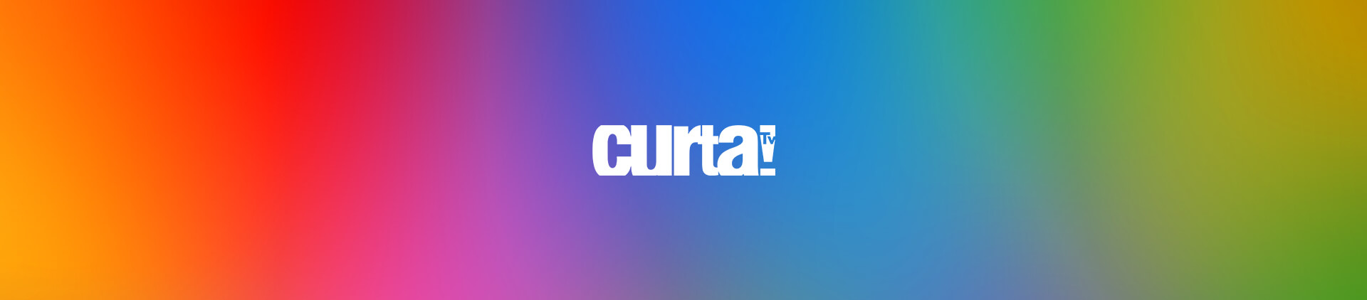 Fundo com um degradê das cores do aro-íris e ao centro a logo do canal Curta!