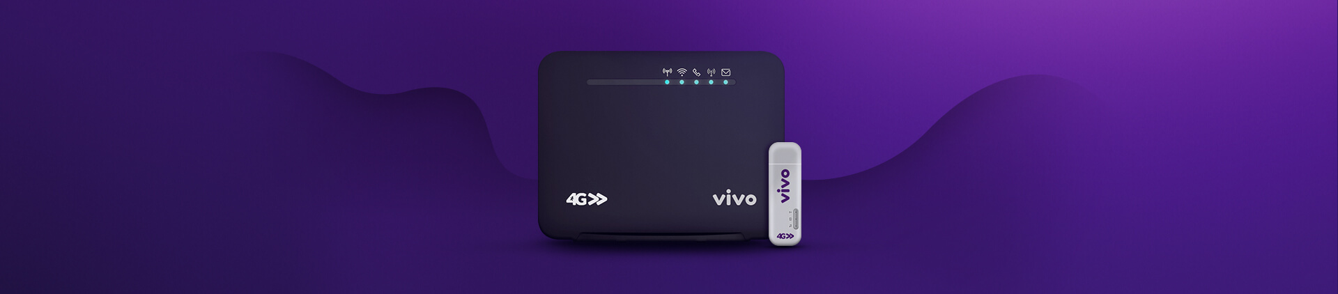 Imagem ilustrativa de um roteador e um modem USB da Vivo.