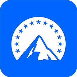 Pastilha azul com o logo Paramount.