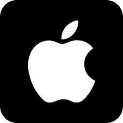 Logo da Apple na cor branca em fundo preto