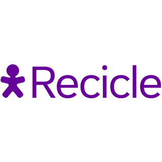 Ícone do Vivinho na cor púrpura e ao lado lê-se: Recicle